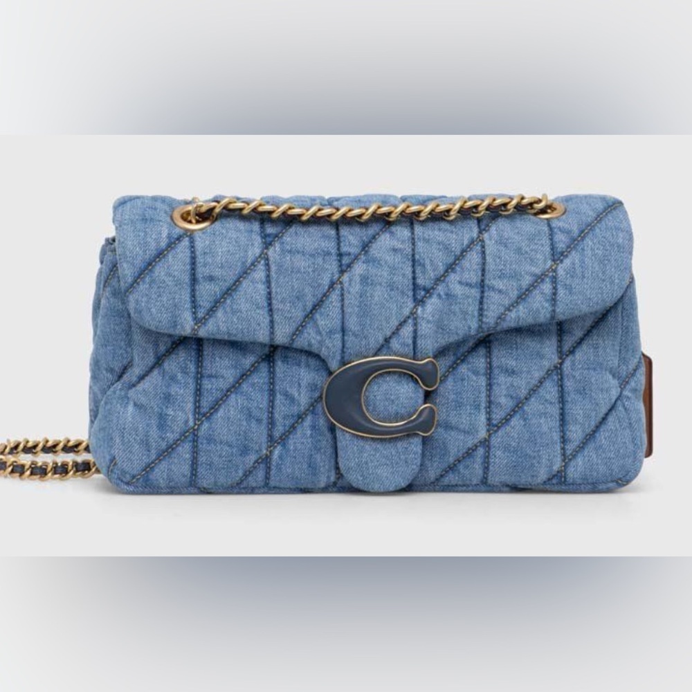 NWT🔥Coach Tabby 26 Light Blue Denim Quilted Shoulder Bag with Chain Strap - Picture 3 of 7